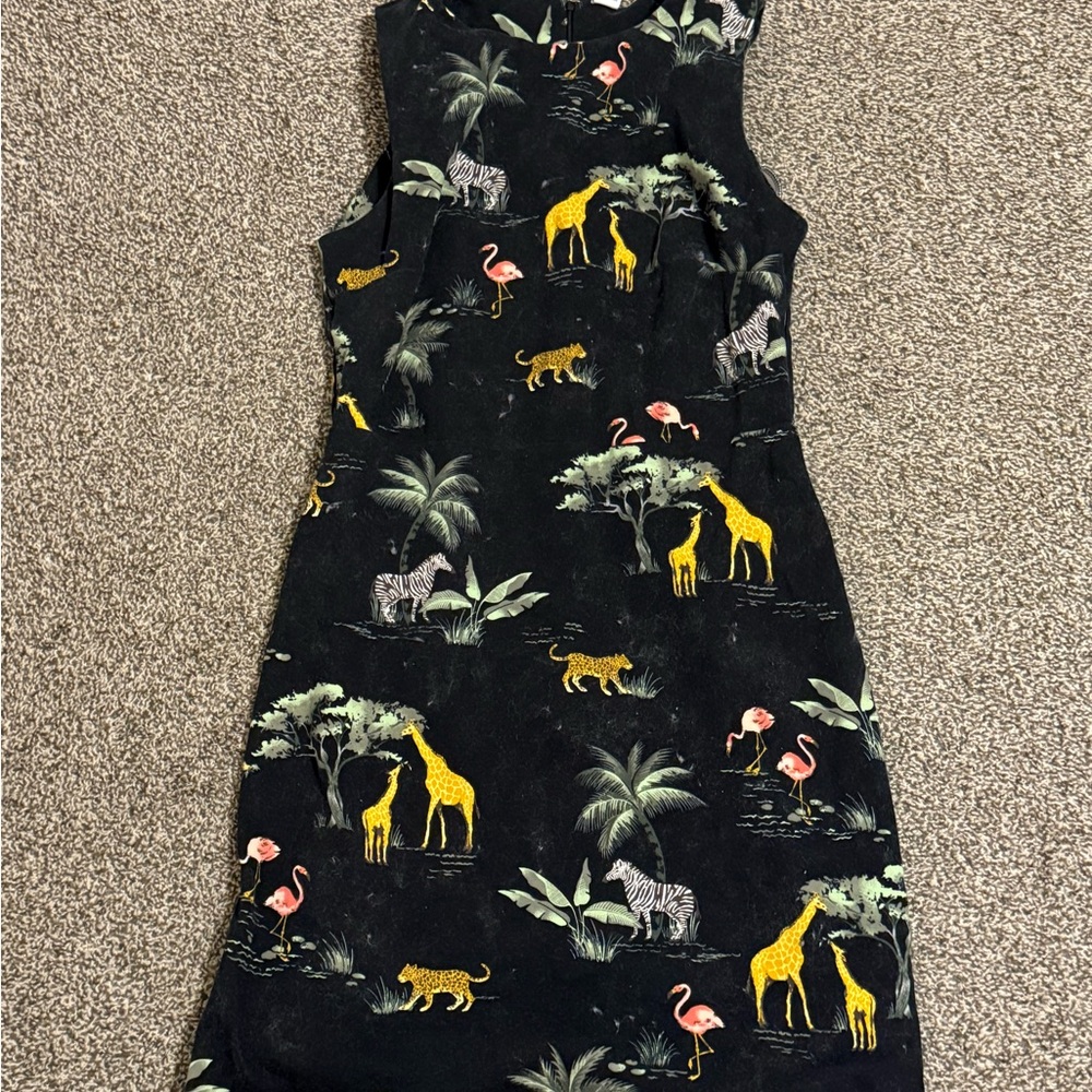 🎉 5/$10 Old Navy Black Safari Print Dress
